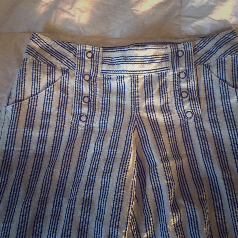 Cute seersucker wide legged sailor pants